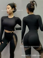 (Cross-border trading), топ с чашками, рыболовная сетка, спортивный лонгслив для зала, sexy yoga clothing, европейский стиль