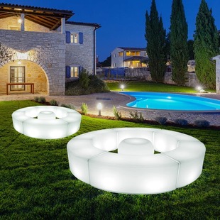 Solar-Powered Outdoor Curved Bench Set for Landscape, Courtyard, Garden, Park, Shopping Mall, Supermarket, Conference Seating, Outdoor Use