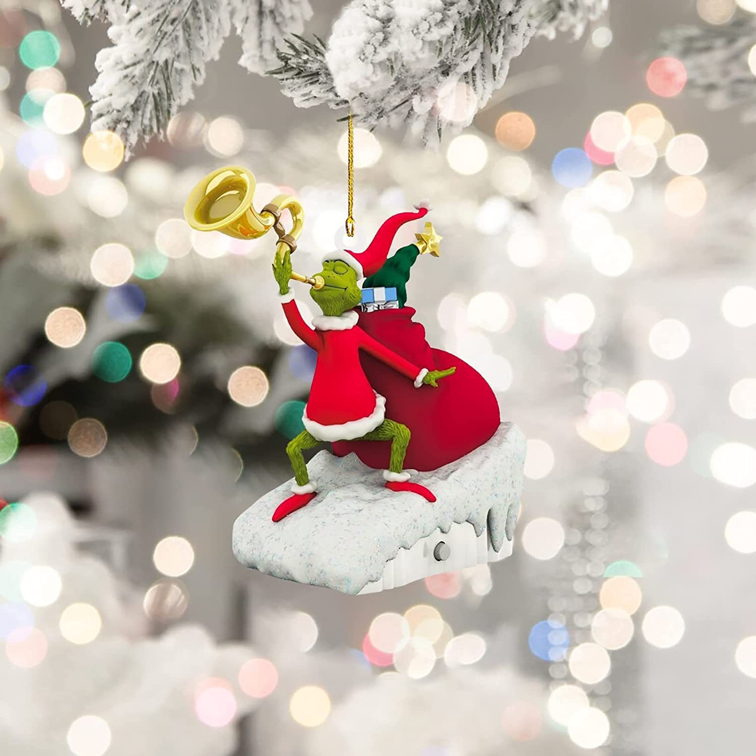 2023 venta caliente adornos de árbol de Navidad colgante acrílico divertido verde Grinch coche decoración del hogar decoración colgante