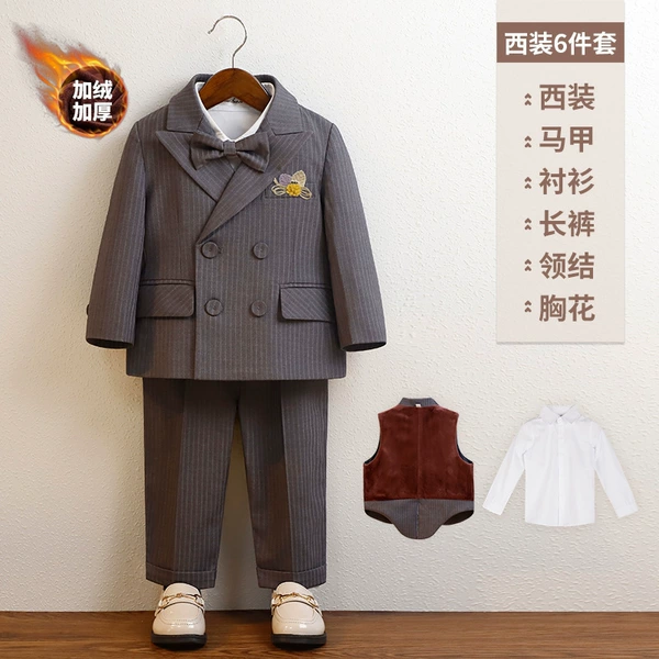 Fleece classic suit, long-sleeve, jacket, vest, trousers, set
