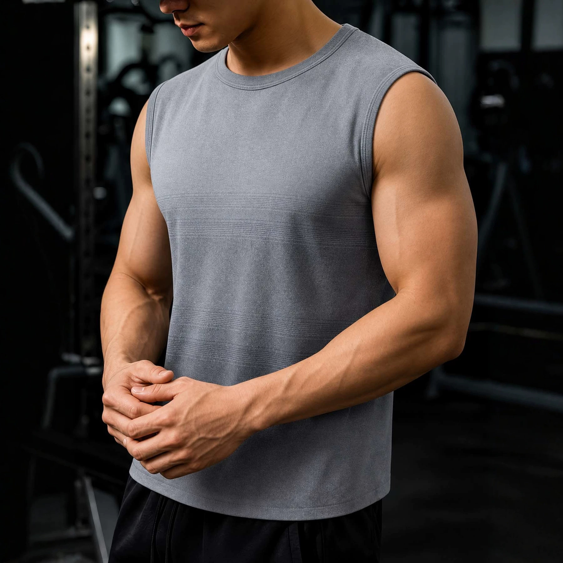 Men's Gradient Quick-Dry Sports Vest, Fitness Sleeveless Tank Top, Breathable Elastic Running Training Sleeveless T-Shirt