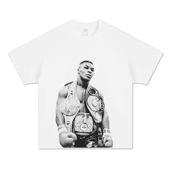 Tyson Boxing Champion Tyson American Style Retro vintage Heavy Cotton Short-sleeved Washable Old T-shirt Trendy Ins Men