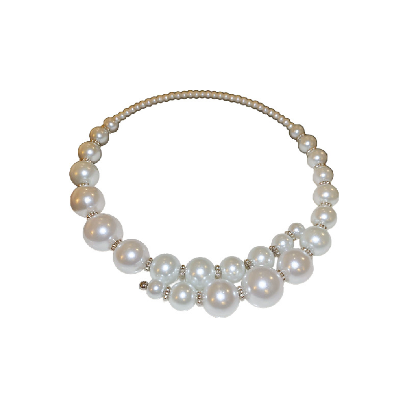 Collar de perla de tamaño exagerado, personalidad europea y americana, temperamento de nicho simple, ajuste de alta sensación para mujeres