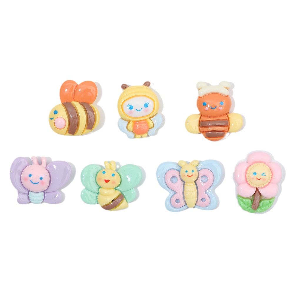 Macaron color pastoral abeja mariposa resina accesorios DIY crema pegamento accesorios para el cabello teléfono móvil Shell accesorios hechos a mano al por mayor