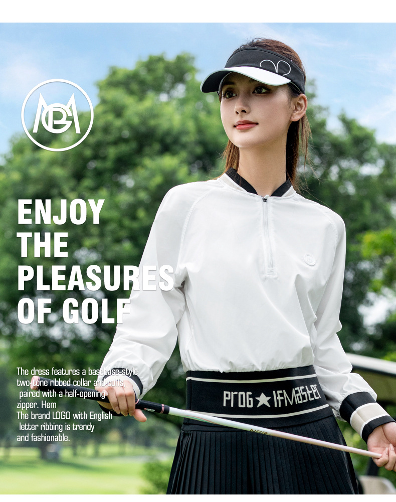 Áo khoác golf nữ dài tay mùa thu đông, phong cách thể thao ngoài trời, thoáng khí nhẹ — Áo khoác trắng [thoáng khí và nhanh khô/nhẹ và thoải mái/giảm béo vòng eo] YF833 chi tiết 4