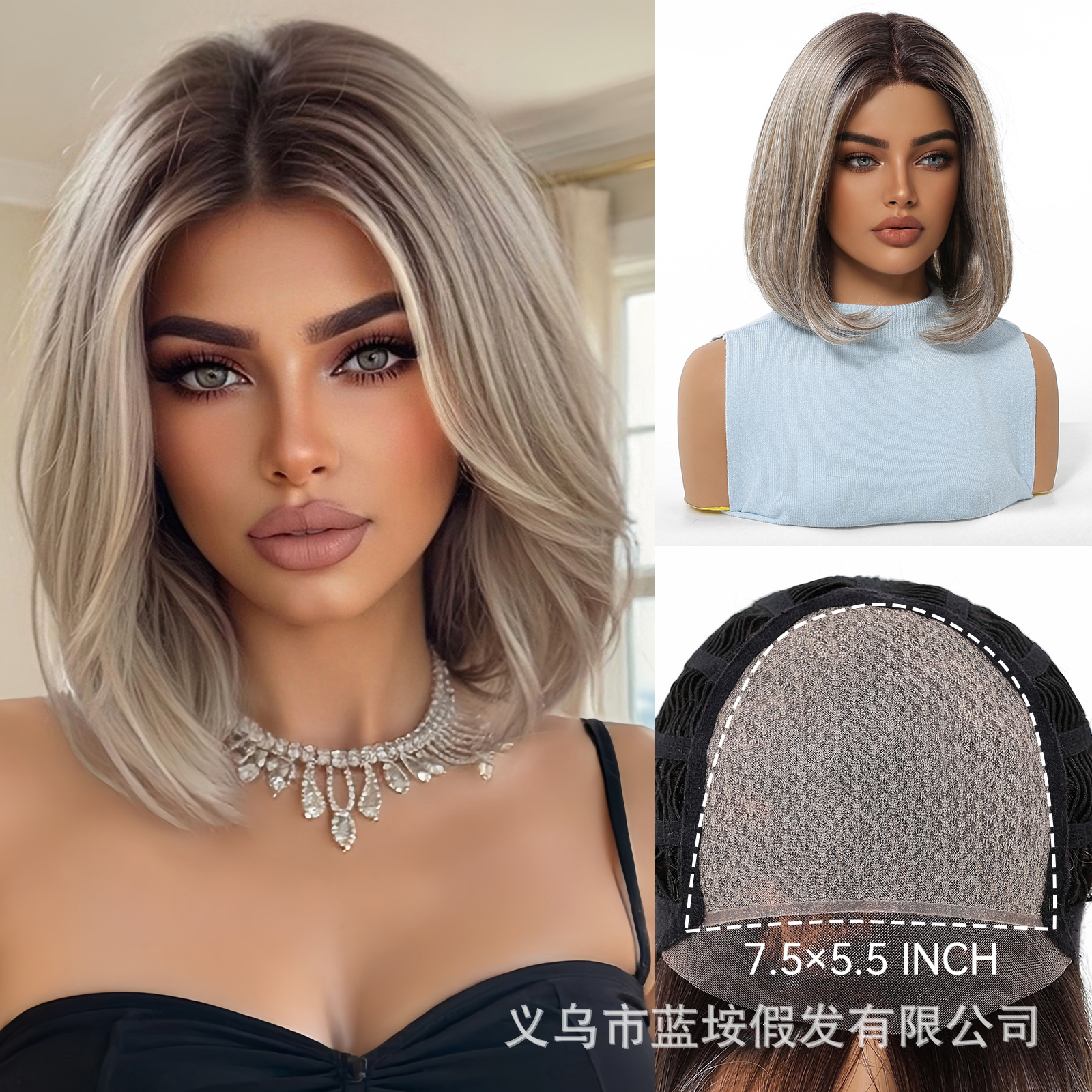 Mono importación de seda toda la pelucca puede dividir libremente realista gris gradiente natural ondulado pelucca de cabeza de mujer cubierta de cabeza completa