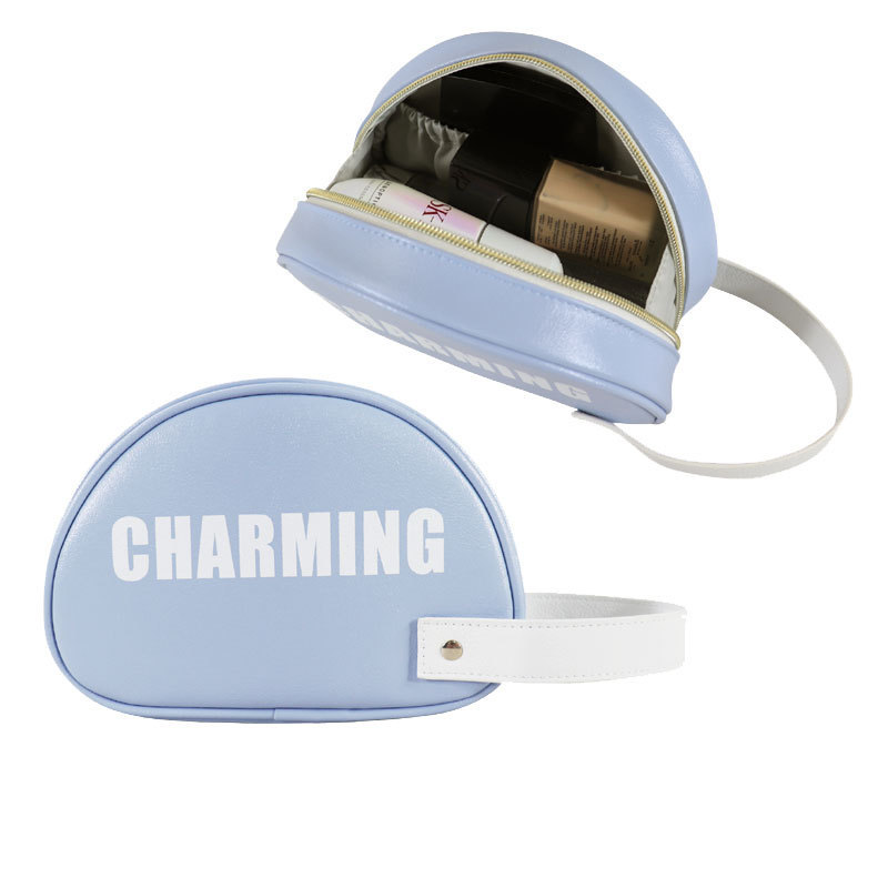 Customized Semi-Circular Shell-Shaped Pu Cosmetic Bag with Storage Compartments, Jewelry Clutch, Fashionable Lipstick Bag, Coin Purse, Makeup Bag