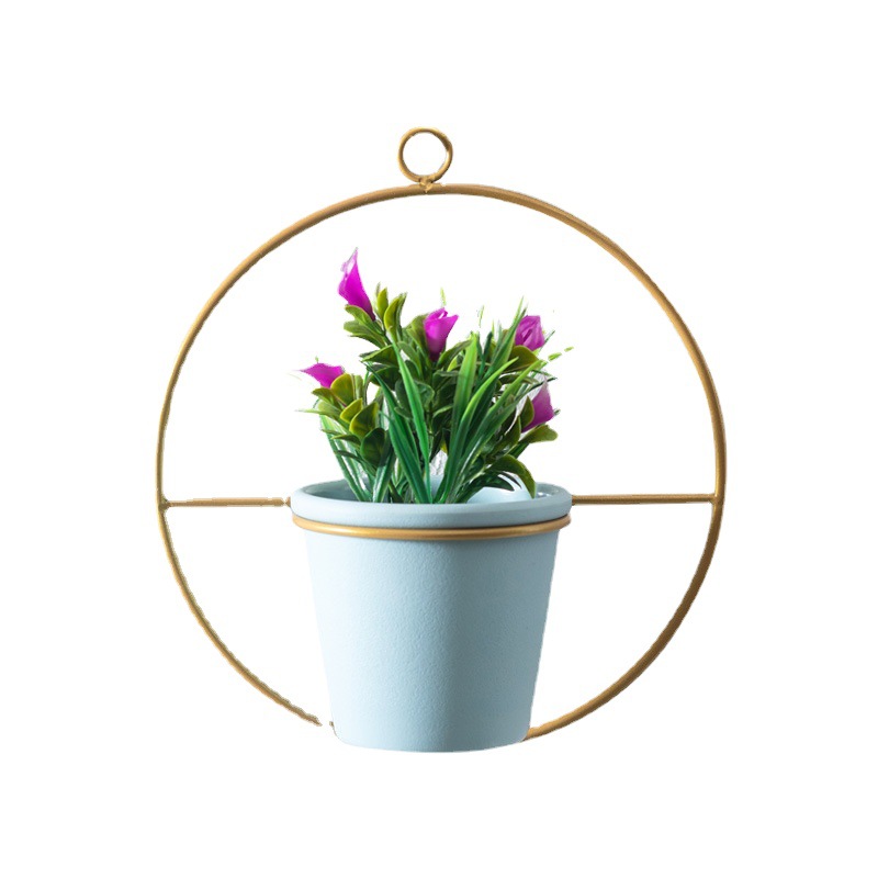 Decoración de la pared florero floral maceta de plástico soporte de la flor del hierro creativo colgante decoración arreglo floral decoración fabricante