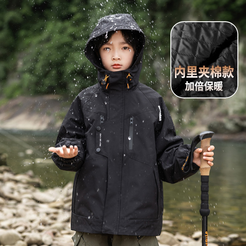 Primavera y otoño 3 - en - 1 chaqueta de asalto para niños de otoño impermeable chaqueta a prueba de viento para niñas de otoño y invierno chaqueta desmontable