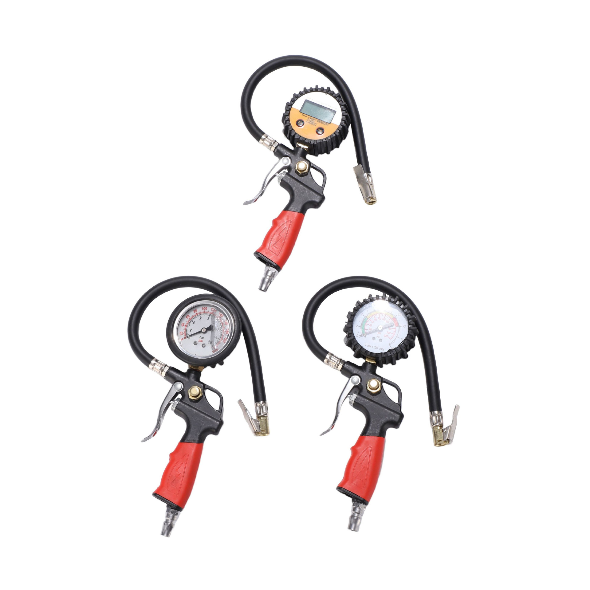 Industrial-grade red and black handle oil-immersed tire pressure gun, multi-specification tire pressure monitor, air pump gun, inflator nozzle wholesale