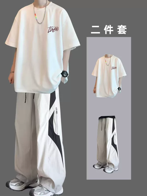 Комплект рукавов, летний спортивный костюм в тренде, с коротким рукавом, oversize, для подростков, комплект из 2 предметов