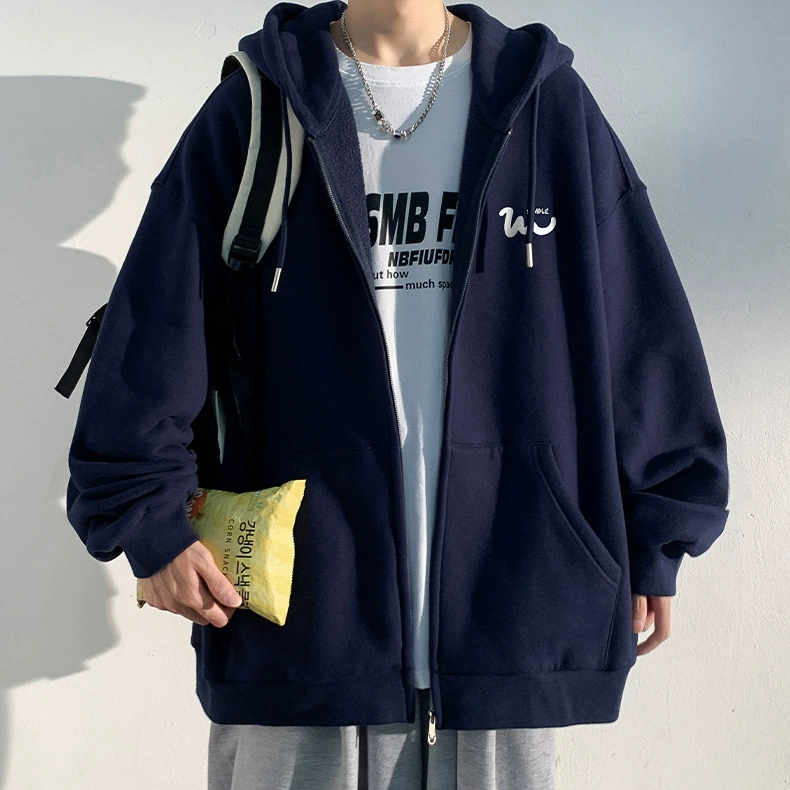 Флисовая демисезонная толстовка, шапка с капюшоном, куртка на молнии, oversize, американский стиль