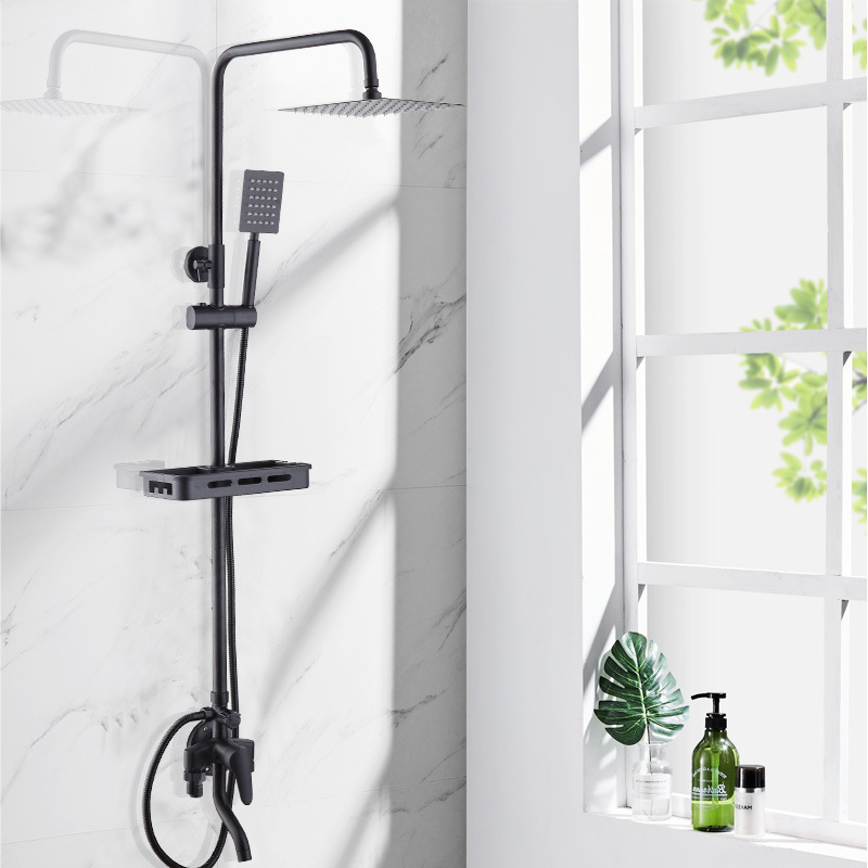 Temperatura constante negra cubierta clara ducha de ducha conjunto de boquilla presurizada cobre todo el baño directo espacio de aluminio temperatura constante ducha