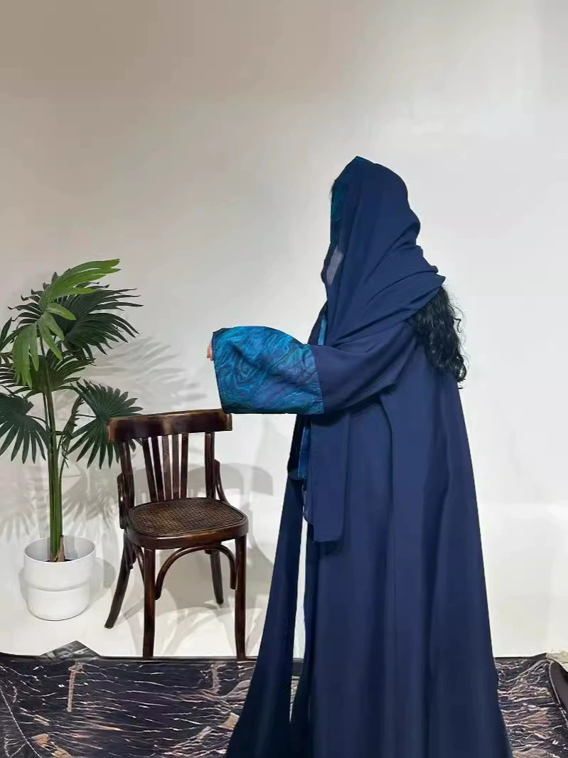DS24036 Fashion Middle East Muslim 2024 весна-лето новый стиль вставной рукав дышащий халат с платком-головным убором