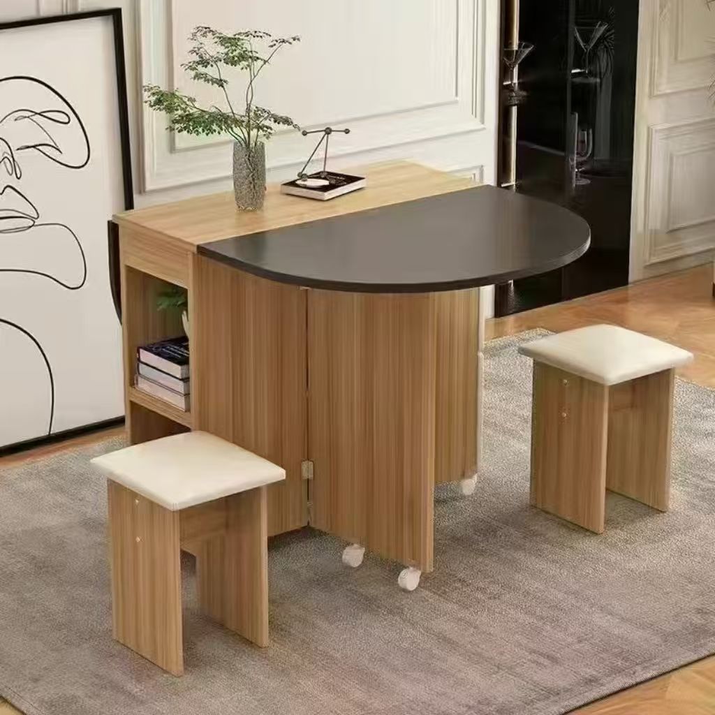 Mesa de comedor plegable doméstica móvil retráctil rectangular simple mesas y sillas multifuncionales de tipo pequeño mesas de comedor combinadas
