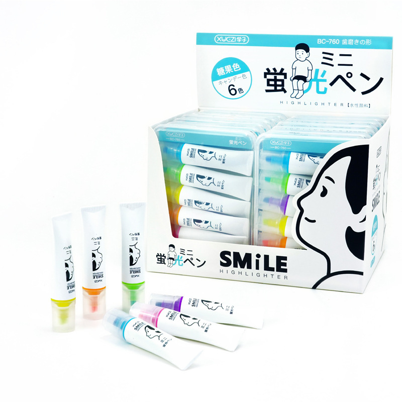 蛍光ペンミニ錠剤蛍光ペンカラー画重点ペンマーカーペン落書きペンカラーペン6色セット|undefined
