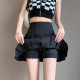 Stretch Elastic Waist Pleated Skirt Women's Spring Summer and Autumn New A- line Small Spice Girls College JK Black Short Skirt