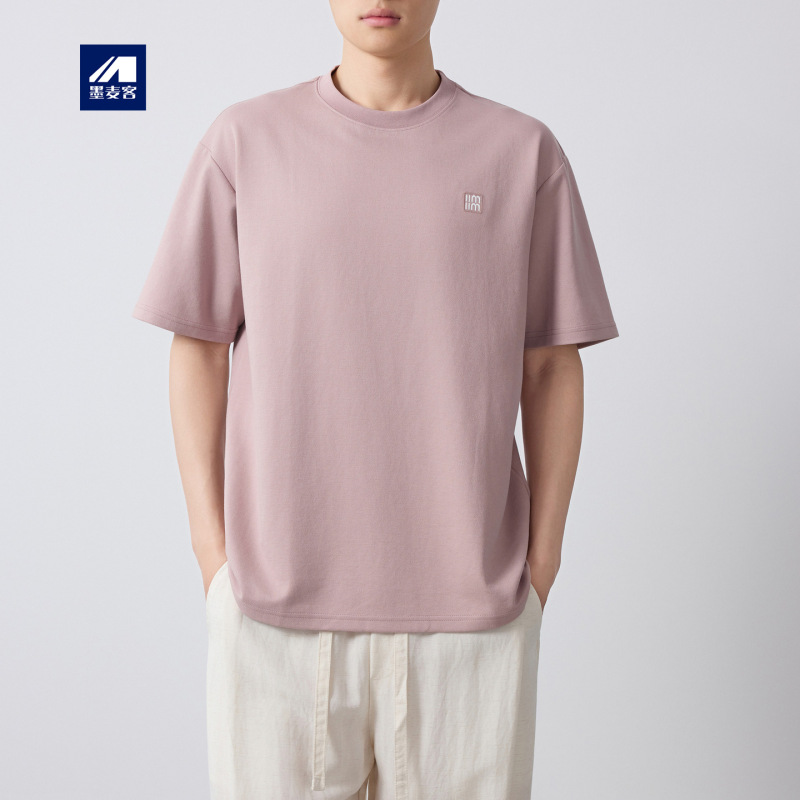 Momax Men's High-Quality Commuter Cotton-Feel T-Shirt 2026 Summer New Embroidered Loose Short-Sleeve Men's T-Shirt 75186