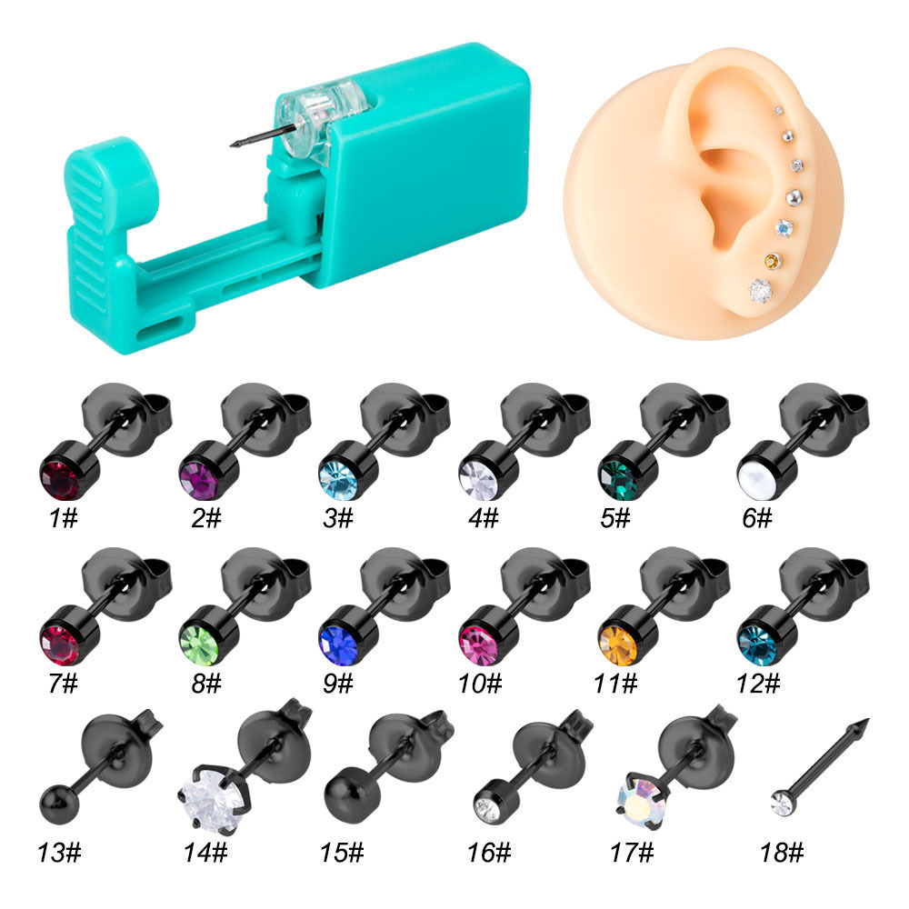 Fashion Solid Color Stainless Steel Plastic Inlay Artificial Gemstones Puncture aids 1 Piece