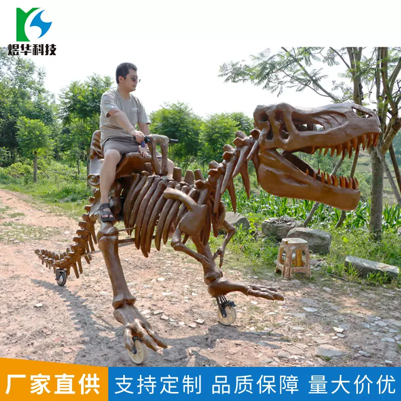 恐龙骨架科普教育骑行电动机械仿真模型玻璃钢化石展览骨骼雕塑
