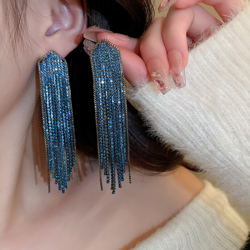 Fashion Tassel Metal Plating Artificial Rhinestones Womenu0027S Earrings 1 Pair