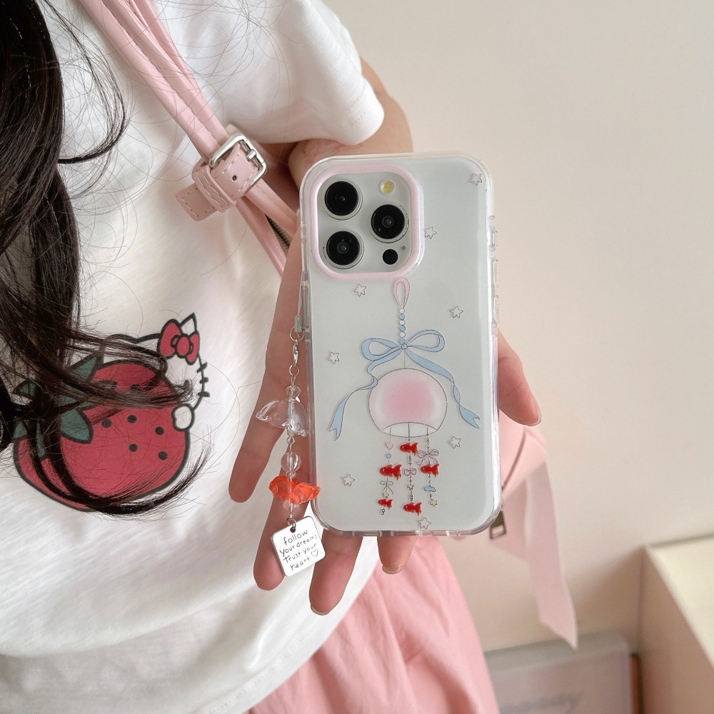 Wind Chime Little Goldfish Adecuado para Apple 15ProMax Funda para teléfono móvil 16Pro nicho 14/13 Colgante 16PM Pareja 14