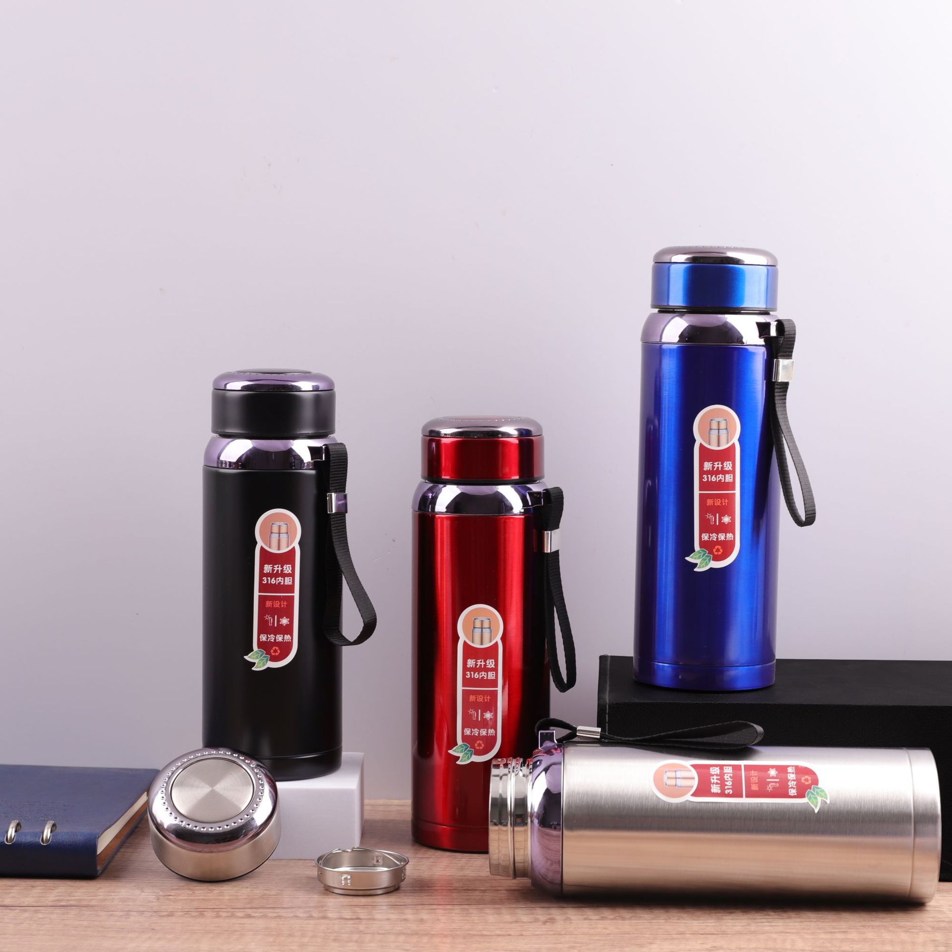 Nuevo 316 de acero inoxidable taza del vacío gradiente Sling olla viaje gran capacidad deportes al aire libre hervidor logotipo por mayor