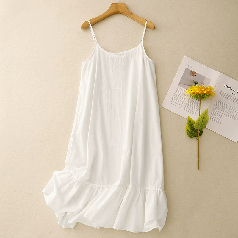Летнее женское платье-юбка из хлопка и льна, тонкое, белое, с бретелями, новинка 2025 года