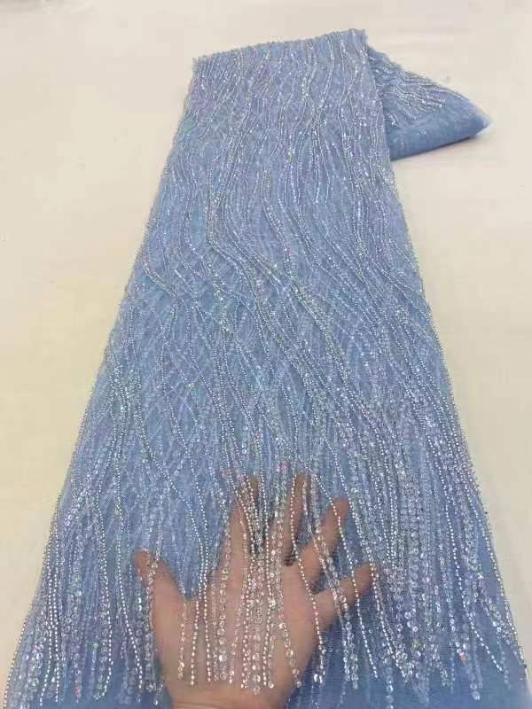 Nueva tela de vestido de boda bordado de cuentas vestido francés vestido moderno bordado tela JX2977