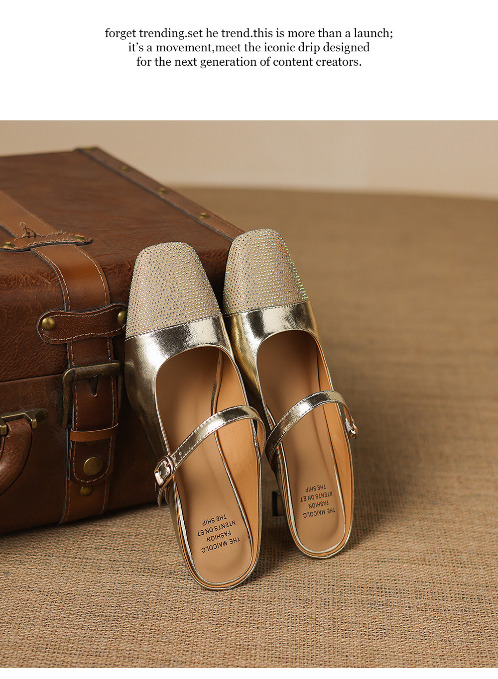 Sandal nữ mũi vuông bít mũi hở gót, gót 5 cm, phong cách tiểu hương — màu vàng chi tiết 22