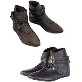 中世纪海盗鞋亚马逊独立站跨境尖头多个搭扣北欧维京复古大码男靴