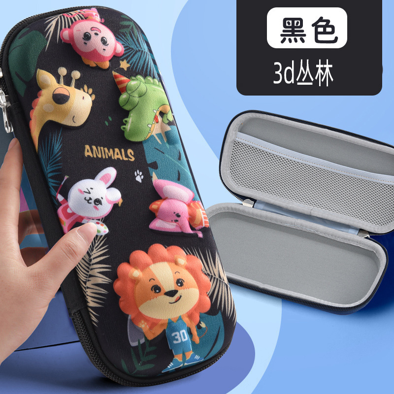 Comercio exterior al por mayor caja de papelería 3DEVA superficie de tela tridimensional caja de lápiz niña patrón de dibujos animados niño estudiante de escuela primaria caja de lápices
