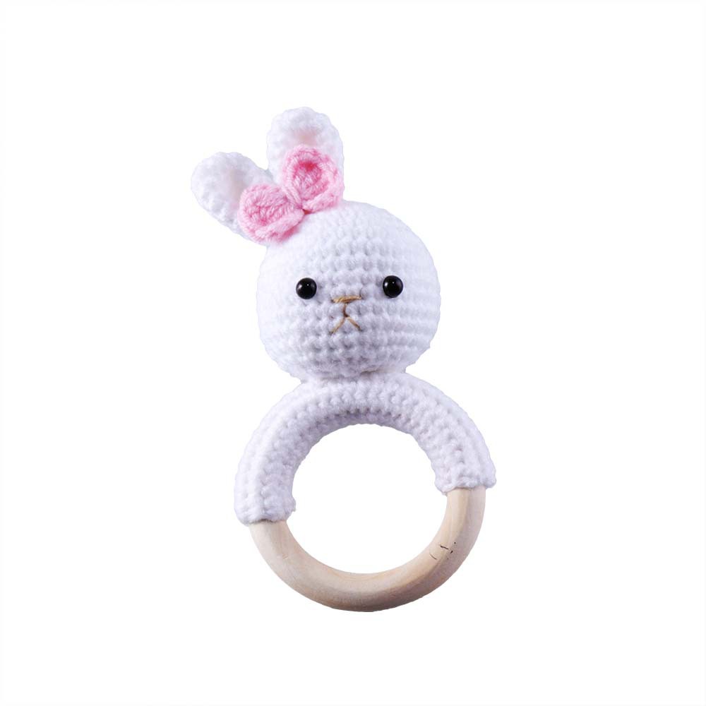 Baby Knitted Rattle Bell Wooden Ring Sounding Rattle Toy Rattle Toy Baby Soothing Doll Hand Crocheted Weaving display picture 21