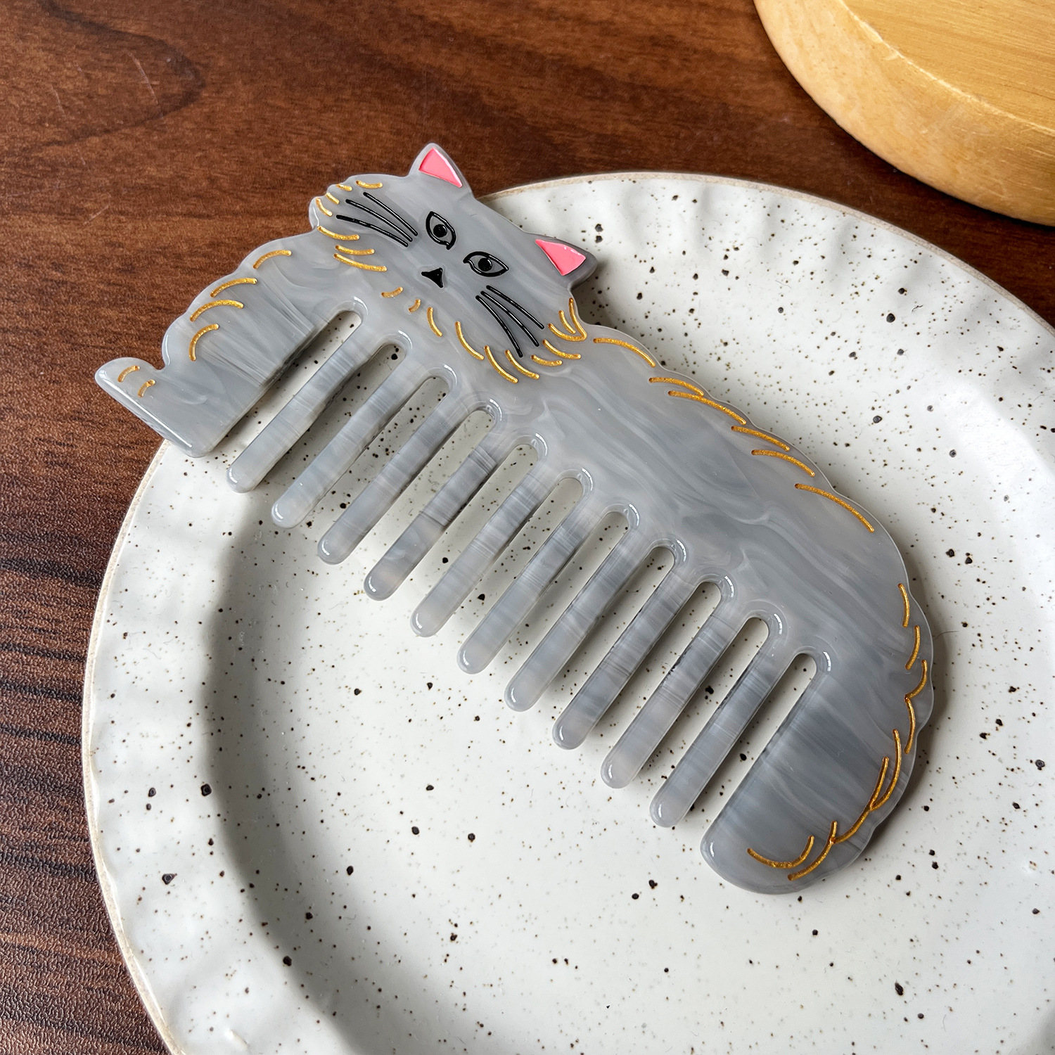 Acetato coreano de dientes anchos peinado retrógrado lindo gato peinado portátil lavable peinado antiestático