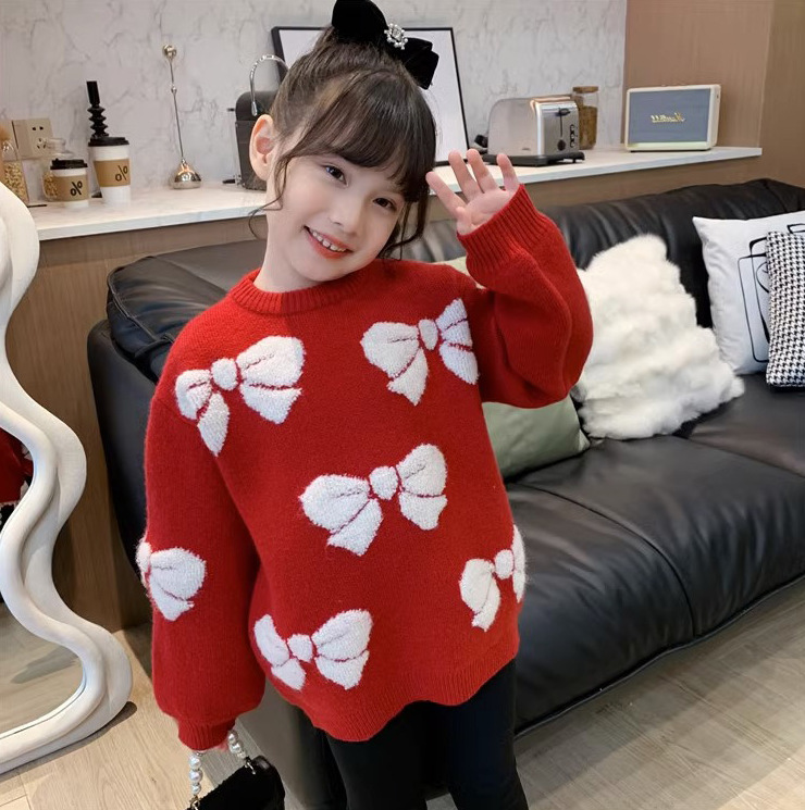 En stock [Foto real] ropa de mujer 2024 ropa de padre-hijo dulce Real shot suave glutinoso suéter Otoño e Invierno suéter Suelto