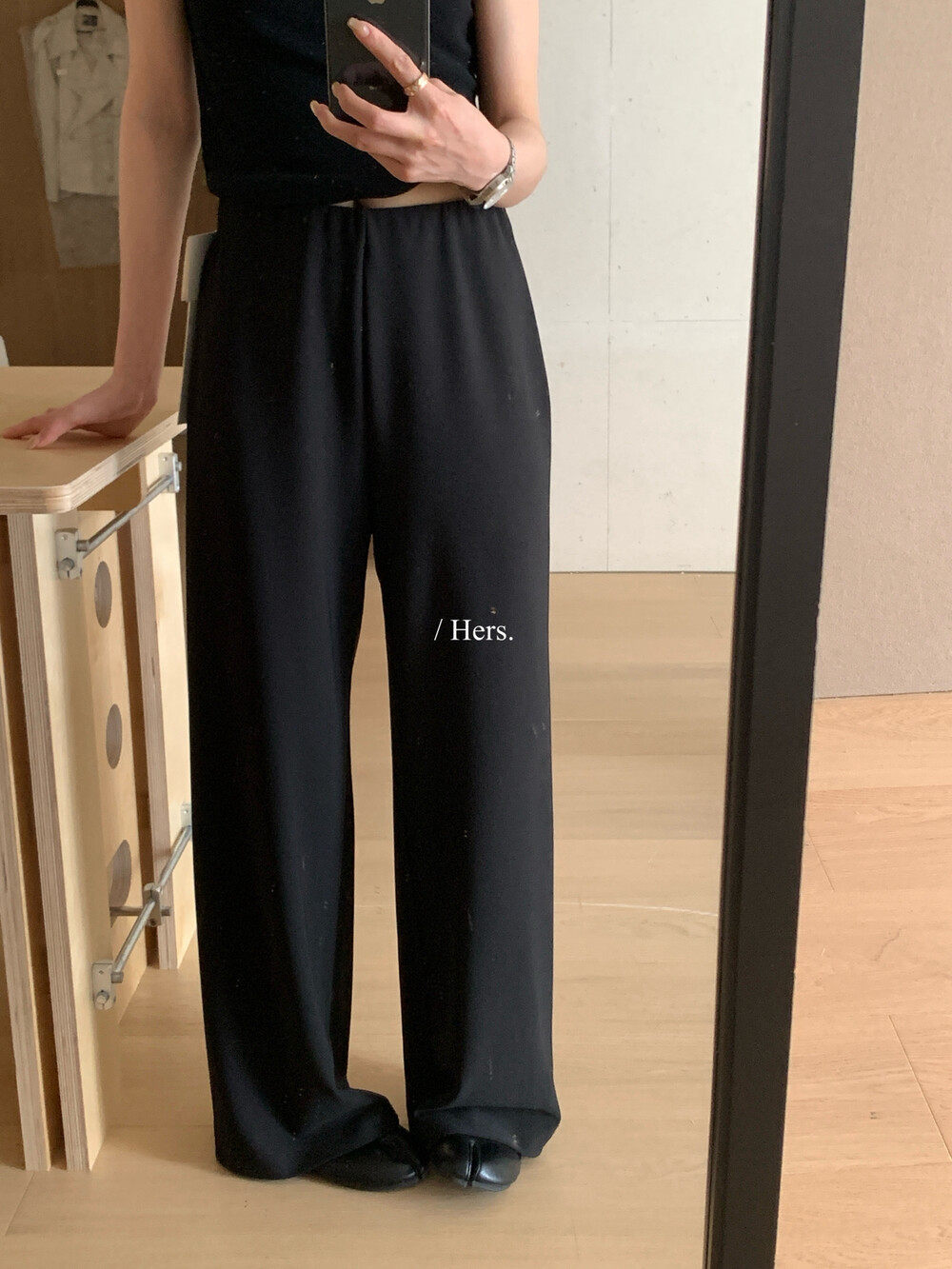 Quần culottes nữ ống rộng cạp cao chun lưng vải mỏng mùa hè — màu đen chi tiết 9