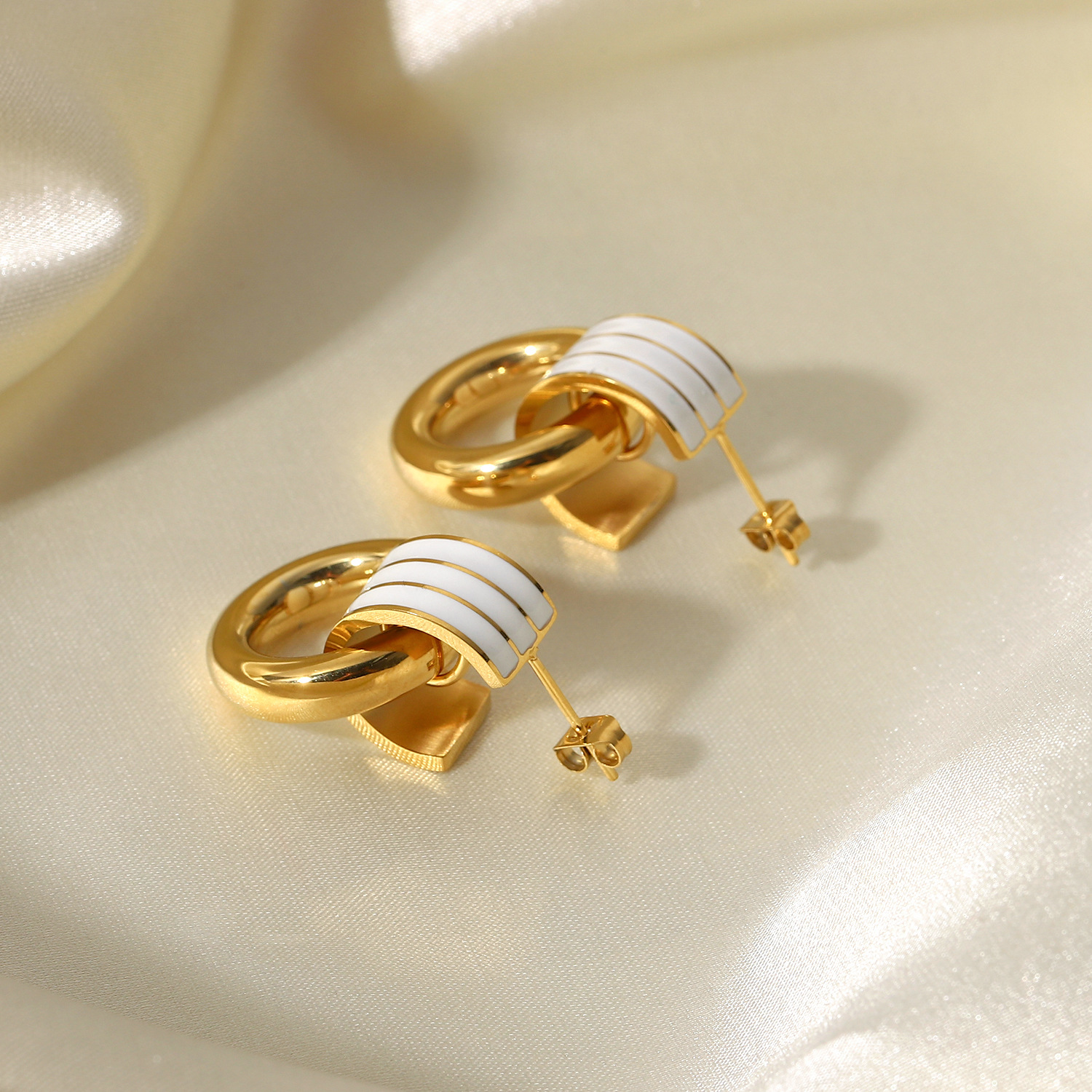 Womenu0027S Fashion Simple Style Geometric Round Stainless Steel No Inlaid Earrings Plating Stainles