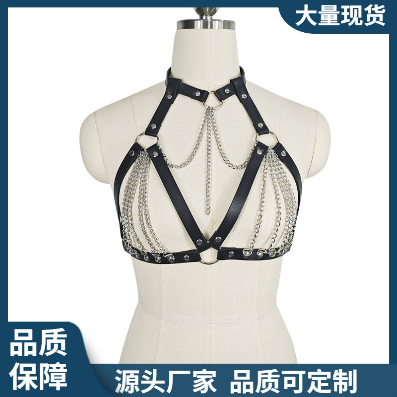 Ropa erótica de bondage para mujer, corsé con cadena corporal, juguetes sexuales para adultos, ropa, juguetes SM al por mayor.