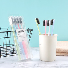 艾舒口4支裝日式竹炭牙刷軟毛牙刷廠家直供PVC盒裝牙刷批發