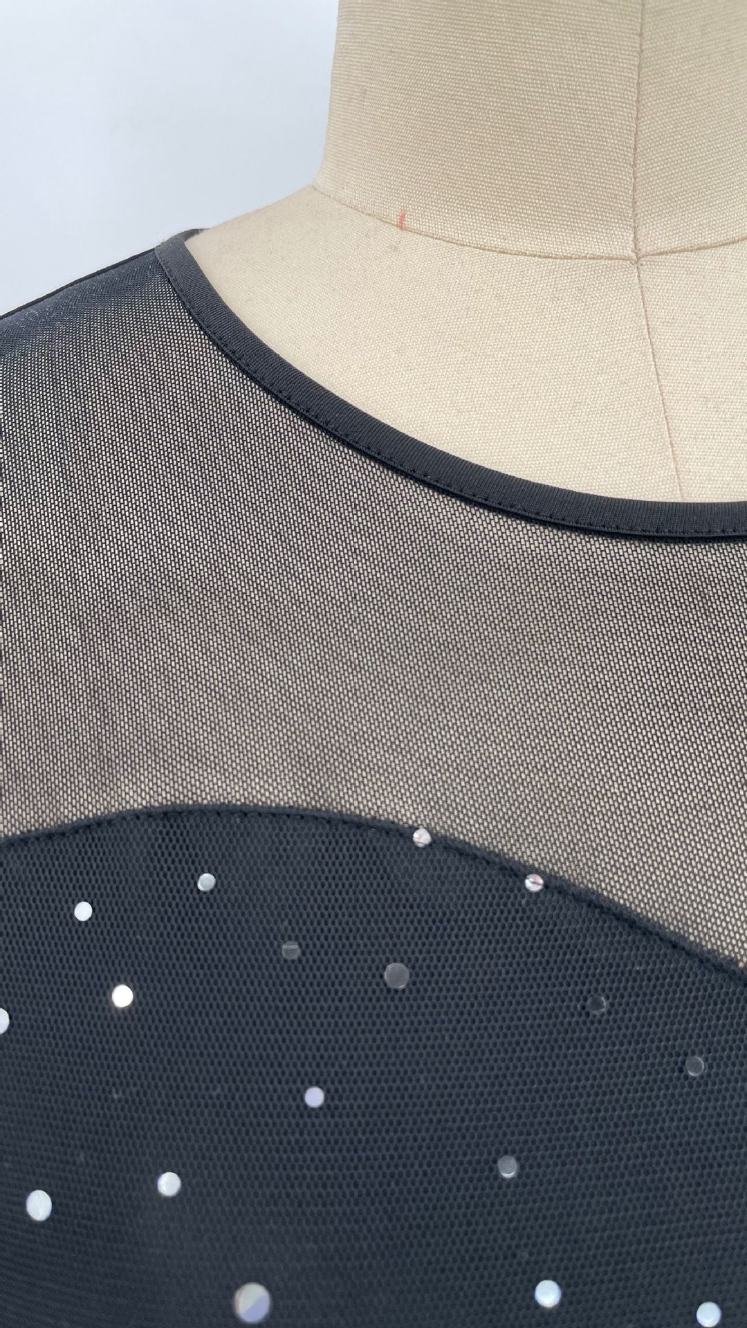 Women's Clothing elegant dress solid color mesh sequin stitching high waist long slim evening dress_voghion.com