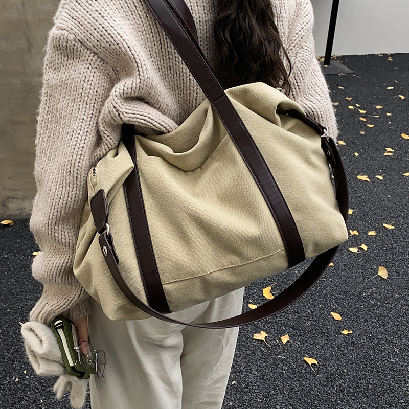 跨境大容量旅行日常通勤包新款时尚休闲帆布托特包韩版单肩斜挎包