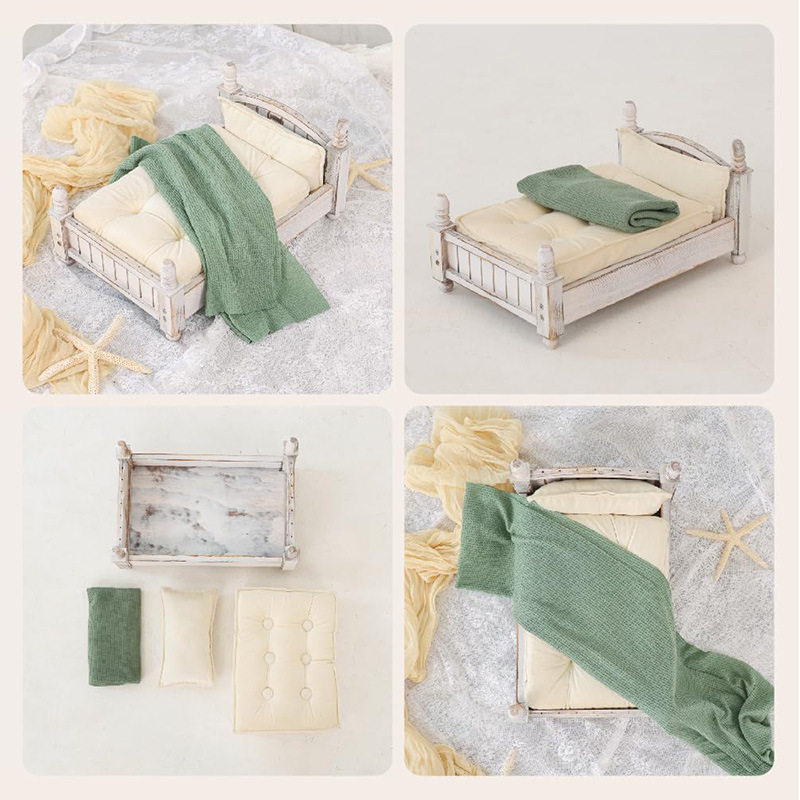 Source Factory Newborn Wooden Photography Props Solid Wood Vintage-Style Crib Children's Photography Props Cross-Border Trade