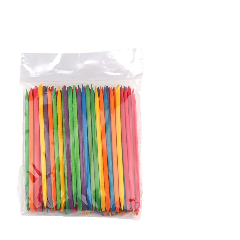 Herramientas de manicure al por mayor palo de naranja madera madera empujar 100 bolsas de palo de naranja de doble cabeza puntos de perforación en stock