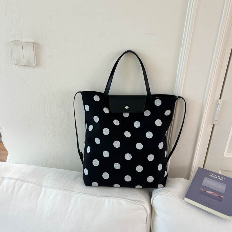 Bolsa de gran capacidad para viajar mujeres 2026 verano nuevo estilo coreano Zhong wave punto tote bag casual simple mochila image 12