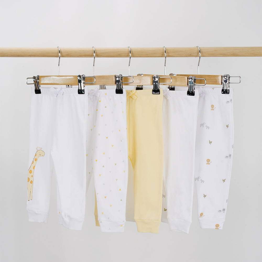 Primavera y otoño para bebés pantalones caseros de algodón elásticos cómodos para hombres y mujeres para bebés pantalones largos pijamas simples cinco paquetes image 3
