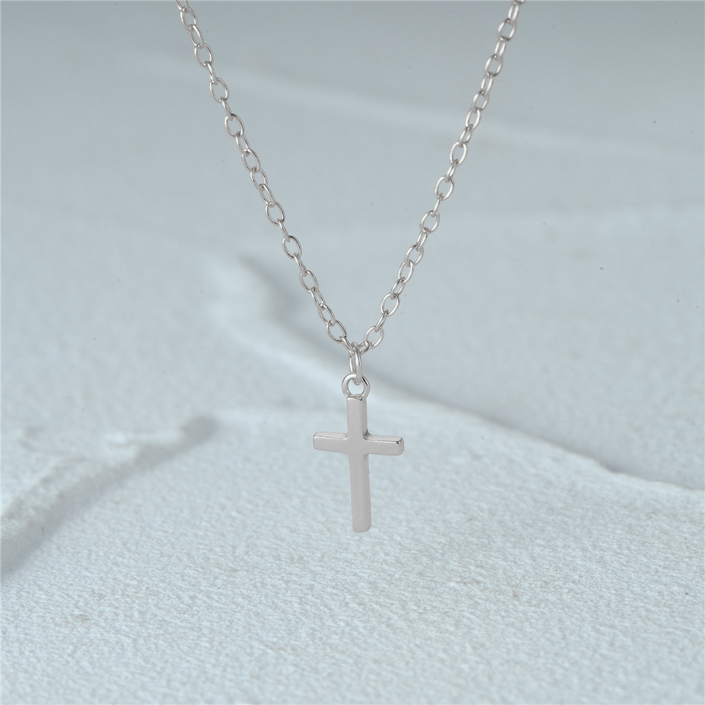 3g Weight Pendant Necklace Classification 1 Piece Quantity Daily Occasion 925 Sterling Silver Material Cross Pattern Women's Gender Plating Design Simple Style Style 925 Sterling Silver Plating Cross Pendant Necklace 6