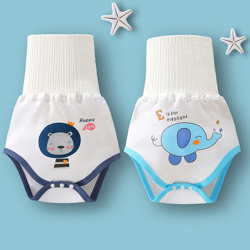 Wu Anqi Baby Мультяшные брюки для живота Новорожденные трусы для живота из хлопка