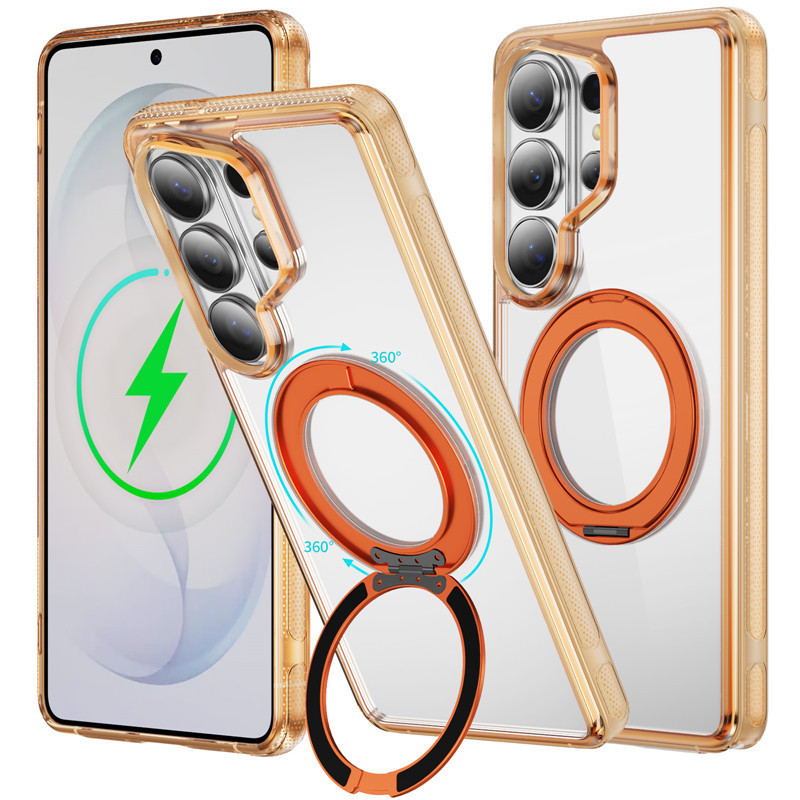 High-Transparency Phone Case Suitable for Samsung S26 Plus with 360-Degree Rotating Stand and Magnetic Attraction, S26 Ultra Crystal Diamond Case