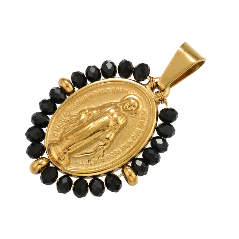 8g Weight 0.03µm Gold Plating Thickness Electroplating Gold Plating Process Pendant Jewelry Making Type 18K Gold Plated Plating Material Copper Material Virgin Mary Pattern Plating Craft White, Purple, Green, Gold, Black Color Copper 18K Gold Plated 8