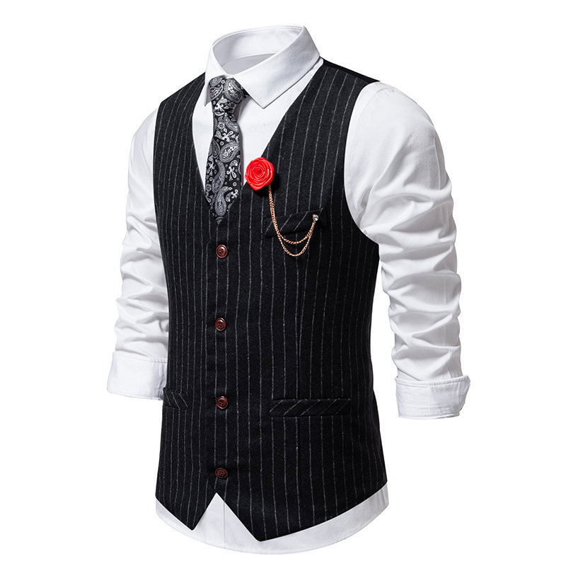 Euro 2024 Spring/Summer New Striped Wool Single breasted Vest Men's Tank Top_voghion.com